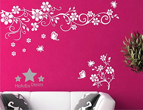 Heaven Decors Wall Sticker Flower with Butterfly White Covering Area Size(111 x 65) Cm (B078NSF81D) Amazon Price History, Amazon Price Tracker