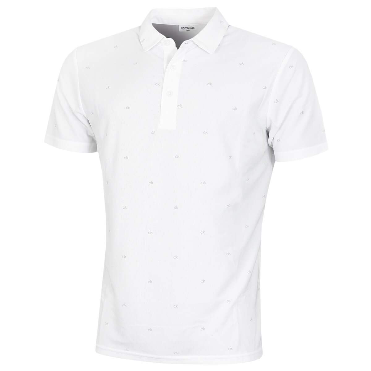 Calvin Klein Men's White Monogram Polo Shirt - Large