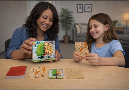 Thought-Spot Growth/Fixed Mindset Card Game: Cultivates Coping & Social Skills; Develops Resilience; Reduces Meltdowns/Stress; Affirmation Cards; Autism-Friendly; Mindfulness; CBT; 108 Cards, Ages 8+
