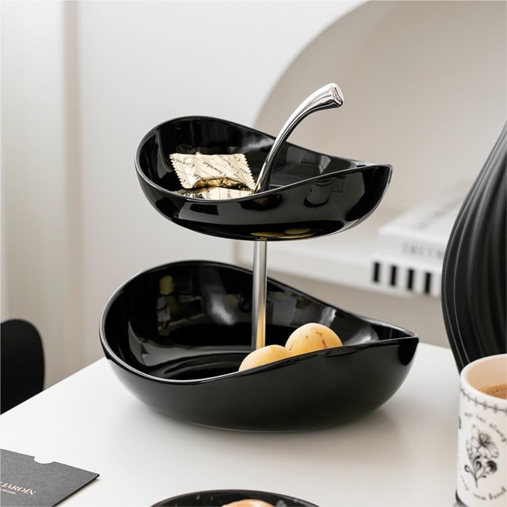 Ceramiczny talerz na owoce, do użytku domowego, do salonu, stolik kawowy, talerz na przekąski, talerz deserowy, talerz na owoce, talerz strunowy, talerz do serwowania owoców (D-25 cm)