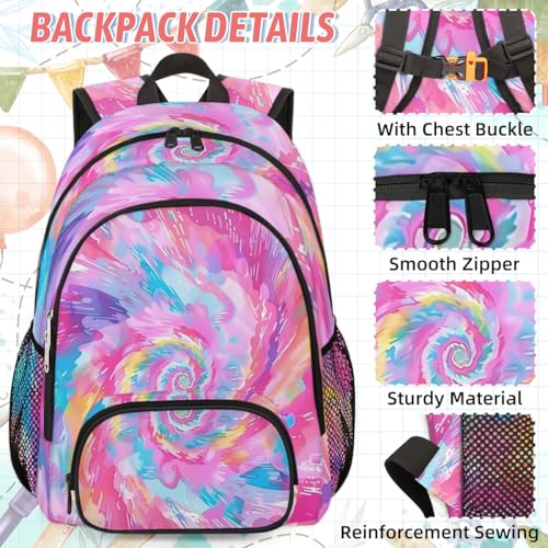 Tie Dye Backpack with Lunch Box Lightweight Large Travel Laptop Backpacks Set Casual Daypacks2