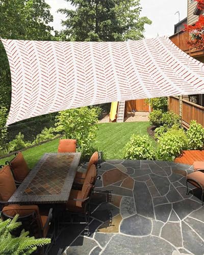 Boanket Sun Shade Sail 6.5' x 10', Burnt Orange Striped UV Block Sun Sails Shades for Outdoor Decor, Modern Abstract Art Geometric Shade Cloth for Patio Deck Terrace Garden Lawns Beach Backyard