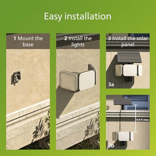 Philips Zyren UltraEfficient Solar Security Light, IP65 Weather-Resistant, 4000 Lumens, Broad Range Motion Sensor, Dusk-to-Dawn Operation, Replaceable Battery, Black, 5000K, 1 Light thumbnail 8