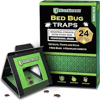 MaxGuard Bed Bug Traps (24 Traps) Non-Toxic Bed Bug Detection Traps. Detects, Traps, and Kills Bed Bugs and Crawling Insects Such as Spiders, Crickets, Cockroaches and Ants