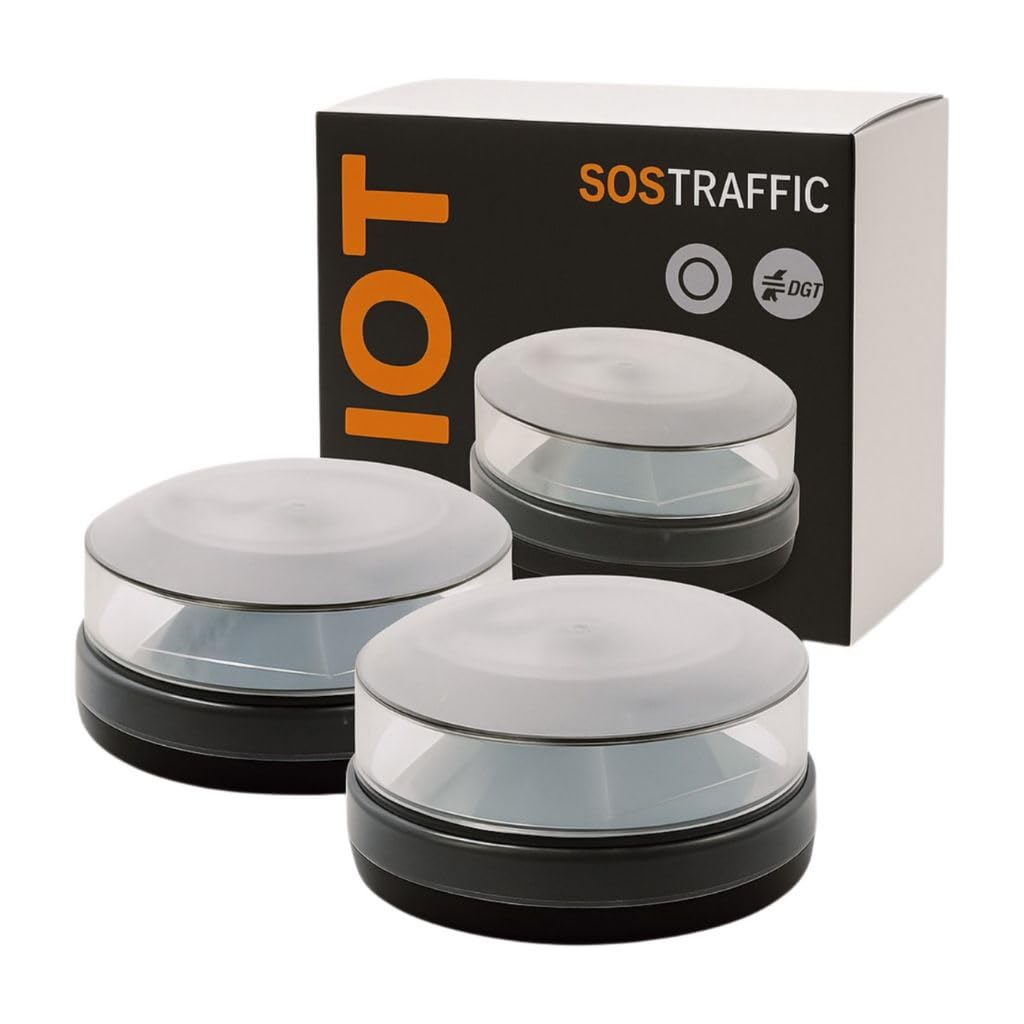 SOS TRAFFIC Baliza V16 Homologada DGT con Geolocalizador – Emergencia Coche Visible 1 Km, Conexión Segura DGT 3.0, Resistente al Agua y Polvo, SIM Incluida, Fabricada en España, Obligatoria 2026 (1)