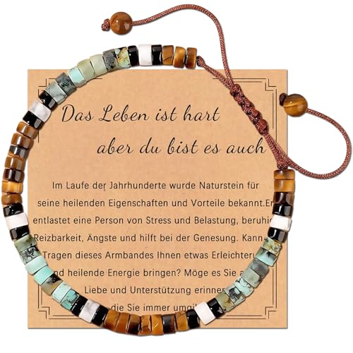 Wonninek - Wonninek Heilsteine Aarmband für Frauen, Armband mit inspirierender Affirmationskarte, Gleichgewichtsschutz, Angstlinderung, Heilsteine Yoga Meditation Armband