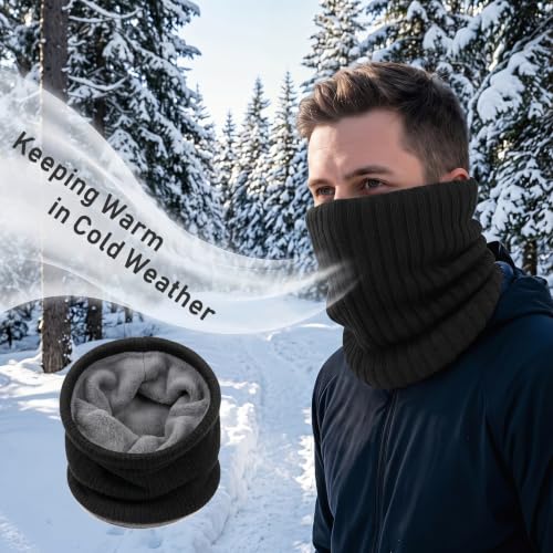 Image of Winter Fleece Neck Warmer Mens Ski Mask Face Warmer Neck Gaiter Neck Scarf Women Thick Windproof 2 Pack