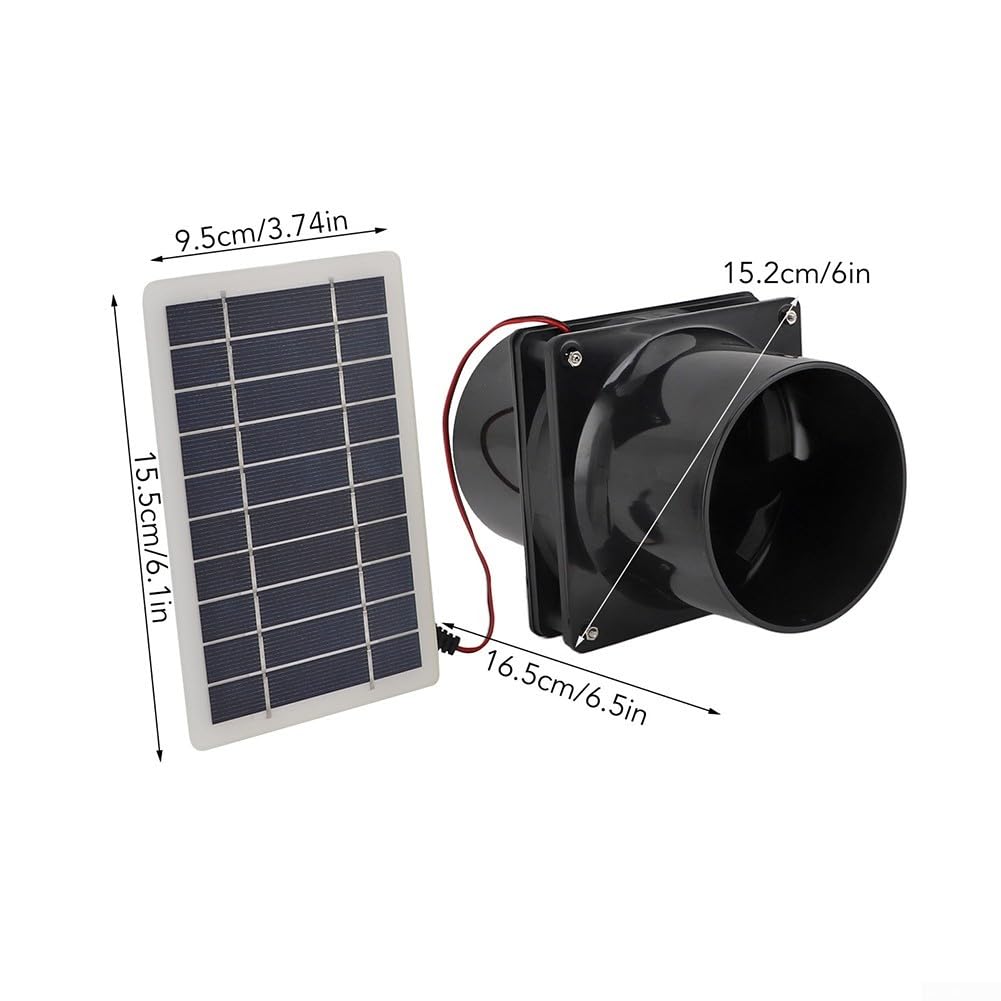 GLOBALHUT Ventilateur D'extraction À Énergie, Kit De Ventilateur De Panneau Solaire, Ventilateur Extracteur D'air Silencieux, Pour Les Maisons, Poulaillers, Camping-cars Et Serres