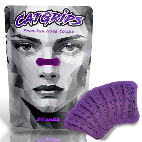 Tiras Nasales Deportivas Premium 30 Unidades – CATGRIPS – Cinta para Respirar por la Nariz – Strips Nasales para Correr, Tiras Nasales Antironquidos para Dormir – Bandas Nasales Oxigenación y Descanso