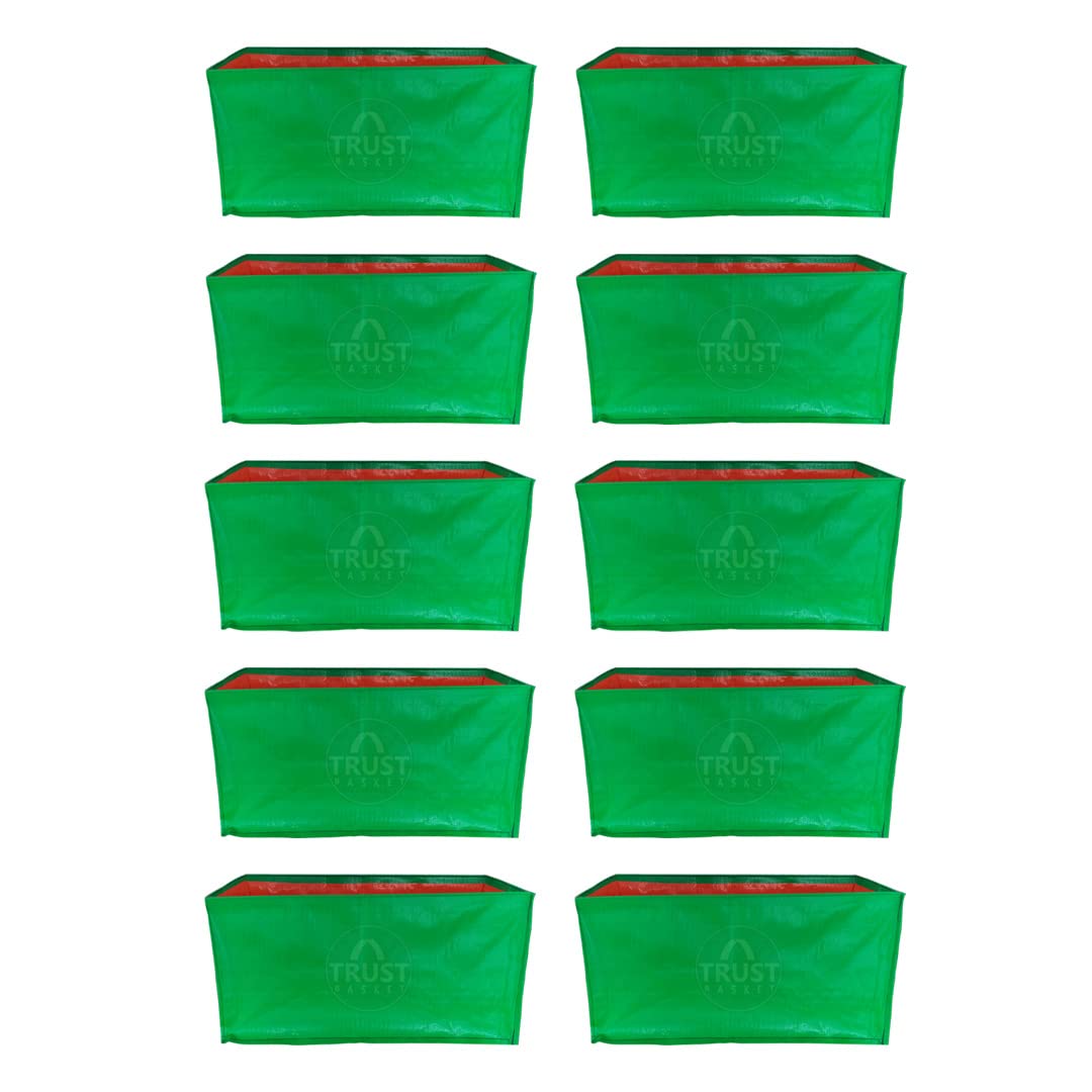 TrustBasket UV Treated Rectangular Terrace Gardening Leafy Vegetable HDPE Grow Bags for Balcony (Set of 10)-24 * 12 * 12 inch | Washable and Reusable Plant Container Bags (B08R3XT7NV) Amazon Price History, Amazon Price Tracker