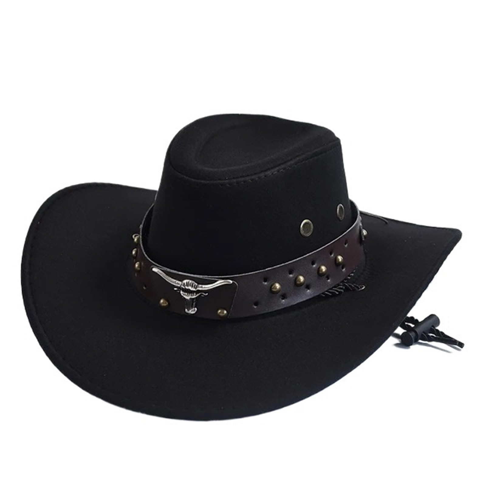 vrfvsdasAAS cowboy hat, Cowboy Hat Artificial Suede Western Hats Vintage Cowgirl Jazz Holidays Party Cosplay(Black)