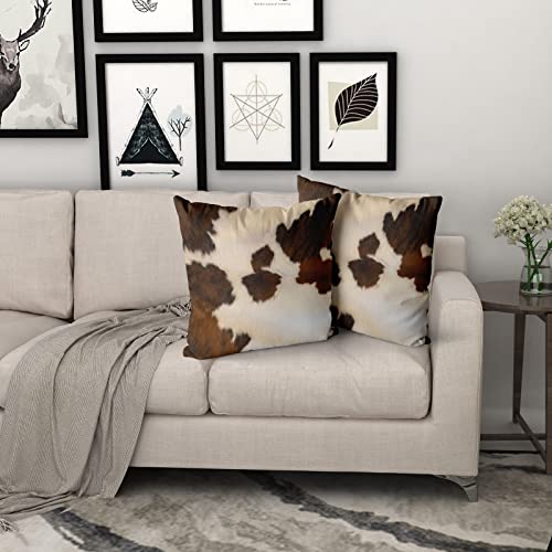 Granbey Set Of 2 Decorative Pillows Covers Cow Skin Abstract Africa Animal Farm Fashion Home Sofa Cushion Cover Throw Pillowcase Gift For Couch Indoor Bed 18 X 18 Inch #TOP5