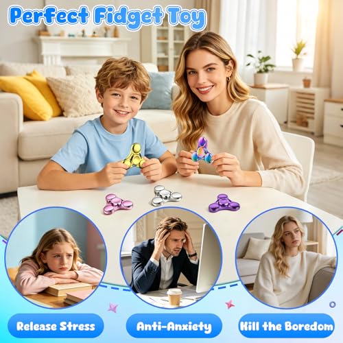 Image of ATESSON Fidget Spinner Toy,Ultra Durable Stainless Steel Bearing High Speed 3-5 Min Precision Brass Metal Finger Spinner,EDC ADHD Stress Relief Anxiety Fidget Spinners for Kids & Adults