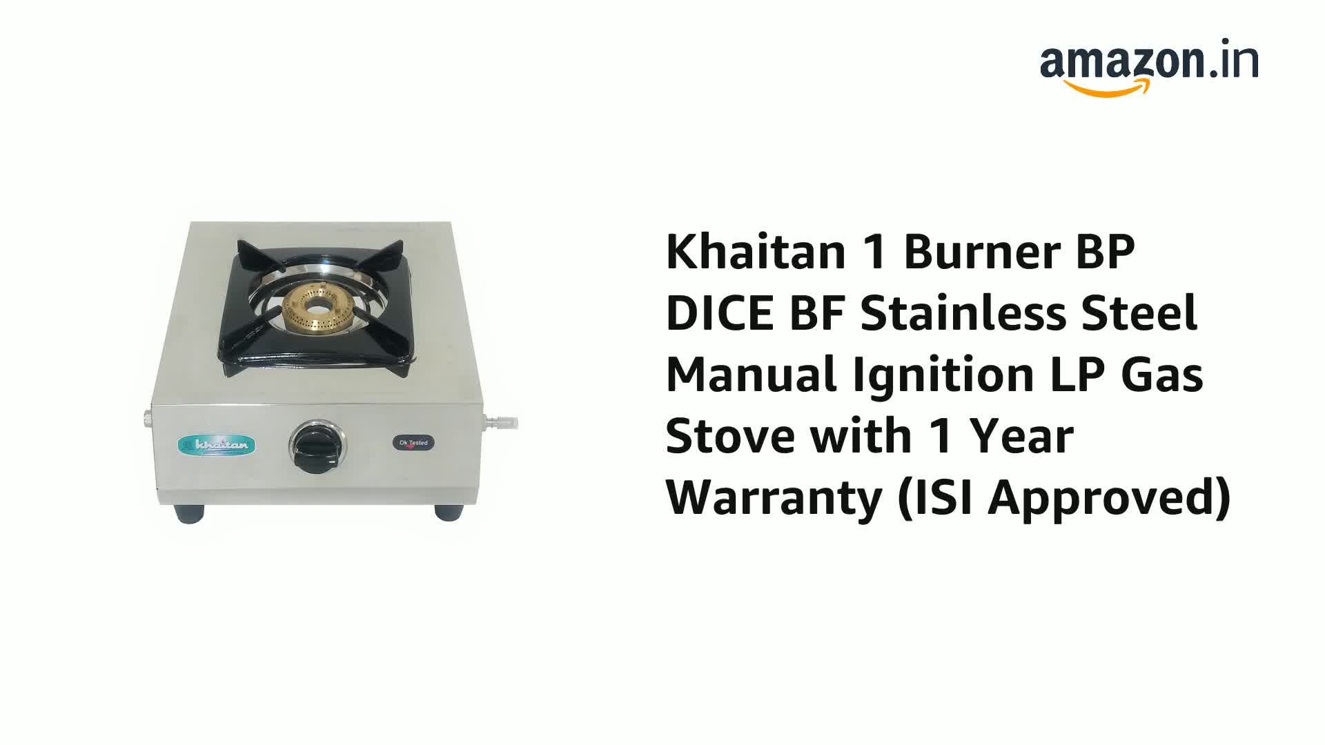 Khaitan 1 Burner BP DICE BF Stainless Steel Manual Gas Stove with