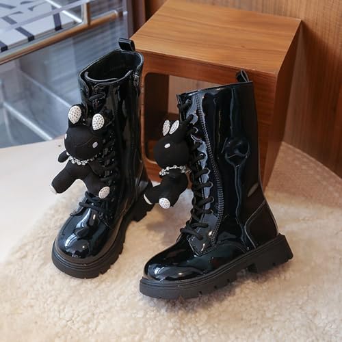 Girls Combat Boots Lace Up Side Zipper Knee High Boots Fashion Tall Riding Boots Toddler/Little Kid/Big Kid3