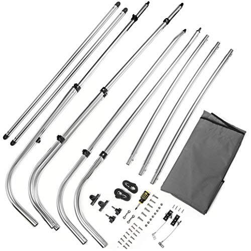 North East Harbor 3 Bow Boat Bimini Top Cover Gray with Rear Support