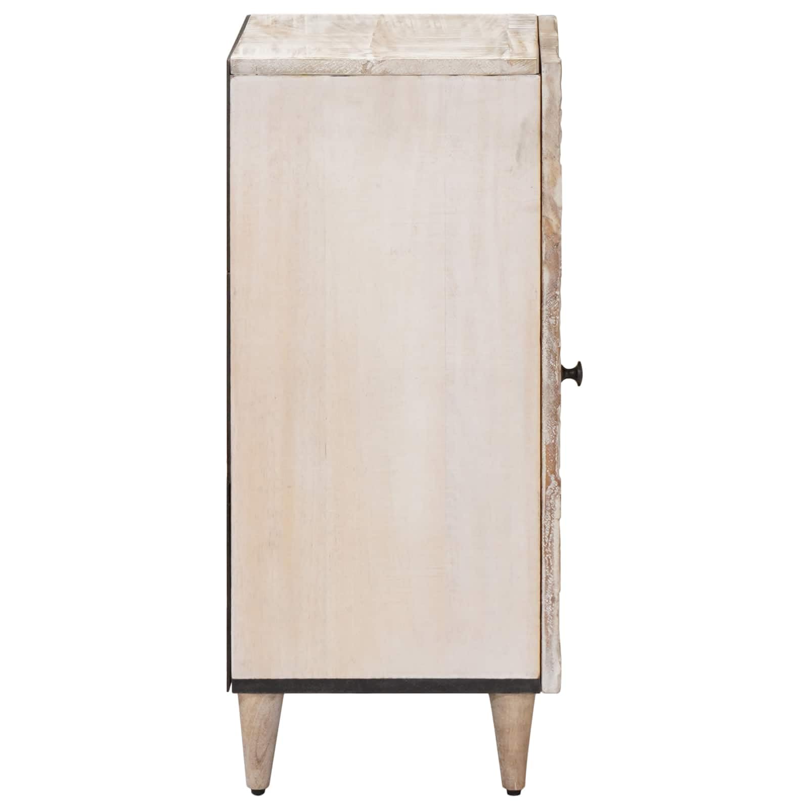 Credenza bianca in legno di mango massiccio, 40 x 33,5 x 75 cm, con portaoggetti, cassettiera compatta per soggiorno, porta TV, Hi-Fi, scaffale per CD e DVD