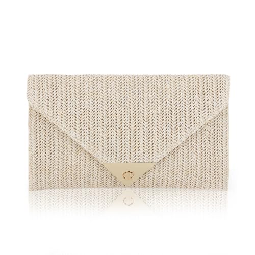 Jywmsc Bolsos de Paja para Mujeres, Bolsos de Playa de Verano, Bolsos de Mano de Sobre Tejido Crossbody Bolsa de Hombro