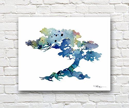Bonsai Tree Abstract Watercolor Art Print By Artist DJ Rogers