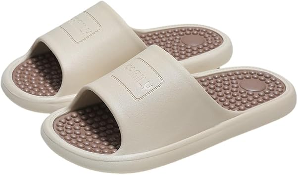 Massage Slippers for Women and Men, Toe Pressure Sandals, Reflexology, Acupuncture, Shower Shoes, Promotes Circulation, Plantar Fasciitis, Pain Relief, Khaki