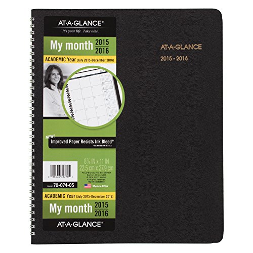 AT-A-GLANCE Monthly Planner, Academic, 18 Months, July 2015-December 2016, 8.88 x 11 Inch Page Size (70-074-05)