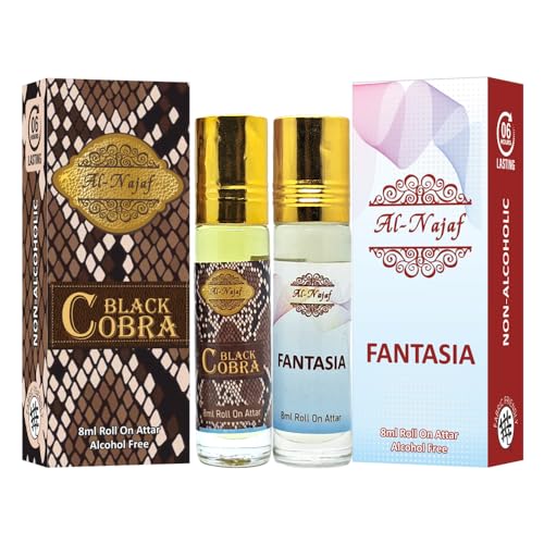 Al Najaf 8 ml Roll on Attar | Black Cobra | Fantasia | Combo of 2
