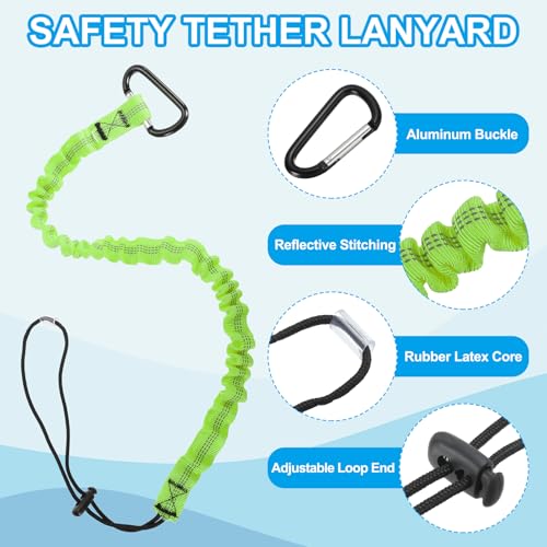 Image of MECCANIXITY Retractable Tool Lanyard 3ft with Single Aluminum Buckle and Adjustable Loop End, Maximum Weight Limit 10KG / 22lb, Safety Fall Protection Tools Leash, Green 6 Pack