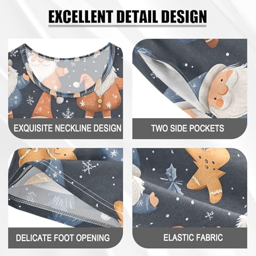 ALAZA Santa Claus Gingerbread Star Christmas Pajamas Set Short Sleeve Cotton Sleepwear Summer Pjs 2 Piece 5-14Y4