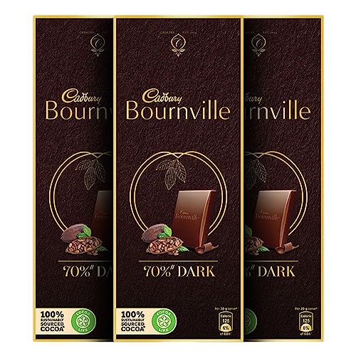 Image of Cadbury Birthday Celebrations Box, 430g & Bournville Rich Cocoa 70% Dark Chocolate Bar, 3 x 80 g