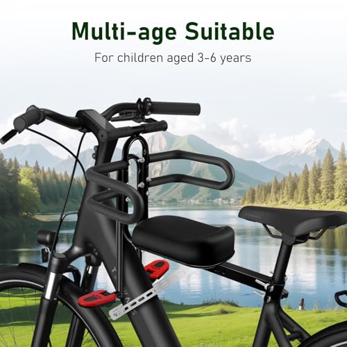 Kindersitz Fahrrad Vorne,Fahrradsitz Kinder Vorne,Mountainbike Kindersitz,Kinderfahrradsitz für Mountainbikes,Cityräder,mit Pedalen Klappbarem Leitplankengriff Tragbarer Fahrradsitz,für von 3~6 Jahren