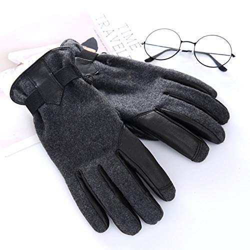 FEIMEI gloves woolen men's winter cycling and velvet warmth touch screen locomotive windproof mountaineering skiing outdoor warm L Darkgray