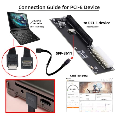 Image of xiwai Down Angled 90 Degree Connector Dual Shield OcuLink PCIe 4.0 PCI-Express SFF-8611 4i Male to SFF-8611 Male Data Active Cable for External eGPU SSD, 80cm