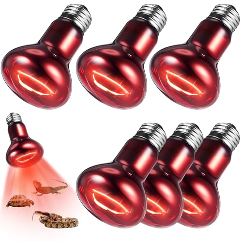 Image of VIHOSE 6 Pack 75 W Reptile Heat Bulbs Red Heat Lamp Bulb Infrared Lamp Red Basking Light Bulbs for Reptiles, Bearded Dragon, Lizard, Tortoise, Chickens, Leopard Gecko, Amphibian, Pets