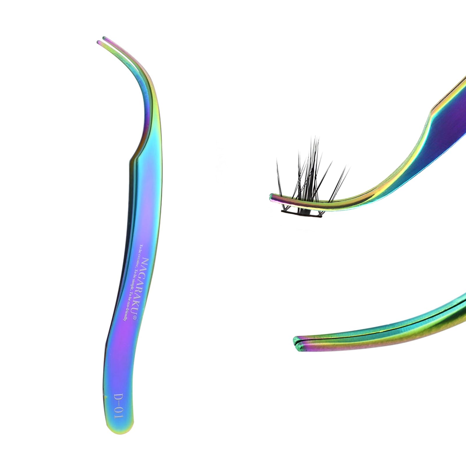 NAGARAKU DIY Self-Grafting Eyelash Extension Tweezer Eyelash Applicator Stainless Steel Curved Eyelash Clamp Makeup Tool Home Use for Cluster Application and Removal of Eye Lashes?D-01?