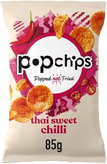 popchips Thai Sweet Chili Popped Potato Chips, 85g (Multipack Box of 8) - Popped not Fried, No Artificial Flavours or Colours, Suitable for Vegans