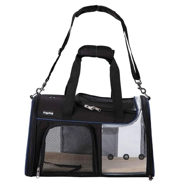 FREEDOG TRANSPORTIN Transparente JFK Negro Azul 49X29X29CM