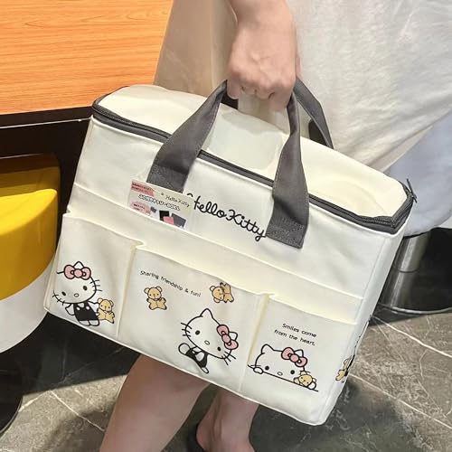 Bolso tipo tote de lona con cierre superior y 4 bolsillos miniatura 2