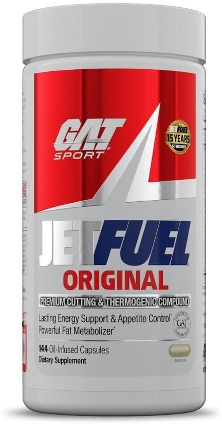 GAT SPORT JetFuel Original - Weight Loss Supplement, Energy Booster, Fat Burner, Appetite Suppressant (144 Capsules)
