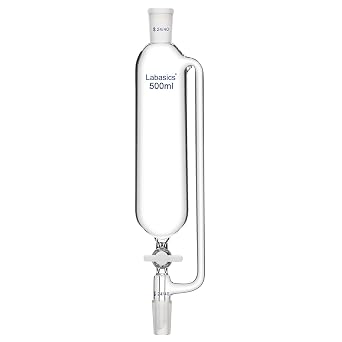 Labasics 500 ml Pressure Equalizing Addition Funnel, Borosilicate Glass Dropping Funnel 24/40 Joint with PTFE Stopcock for Laboratory, 500 ml