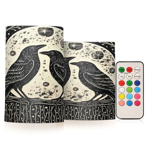 ALAZA Bird (1) Flickering Flameless Candles Battery Operated with Remote Timer,Tea Light Candles LED Pillar Votive Candles Set of 2 for Outdoor Indoor Decorations