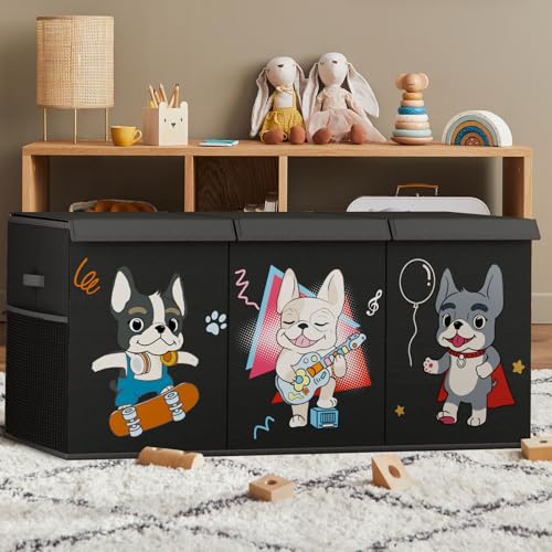 VERONLY Aufbewahrungsbox Kisten Aufbewahrung mit Deckel Kinder - Spielzeugkiste Groß 128L Faltbar Spielzeug Aufbewahrung mit Griffen für Kinderzimmer Kleidung Bücher Schlafzimmer(96x34x39cm)