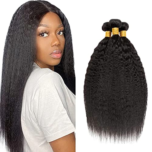 Yaki Straight Bundles Real Brazilian Remy Human Hair Bundles Weave Hair Black Color 100% Unprocessed Virgin Hair Weaves For Women 18 20 22 Inch