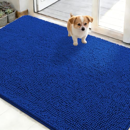 ODLANLY Dog Door Mat 48x30, absorbent non-slip chenille entry mat