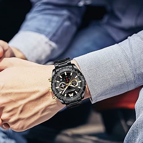 Image of MEGALITH Wrist Watches for Man Analog Classic Waterproof Stainless Steel Chronograph Quartz Date Luminous Hands Mens Casual Watches