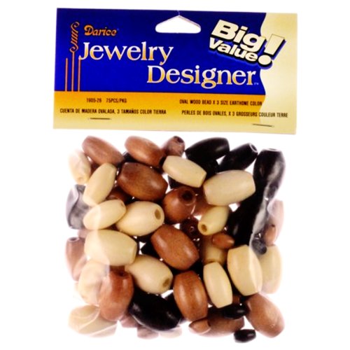 Darice(R) Oval Wood Beads - 75Pk/Multi #TOP2