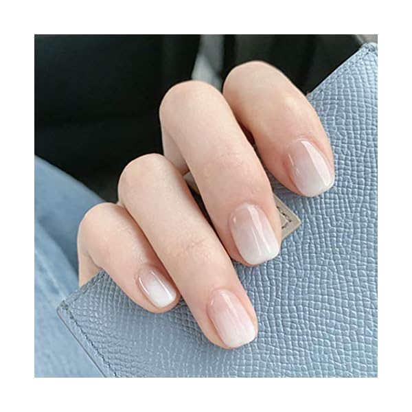 Brishow Künstliche Nägel Kurz Nägel zum Aufkleben Weiß Farbverlauf Press on Nails Falsche Nägel Acryl Nägel 24 Stück für… – Bild 3