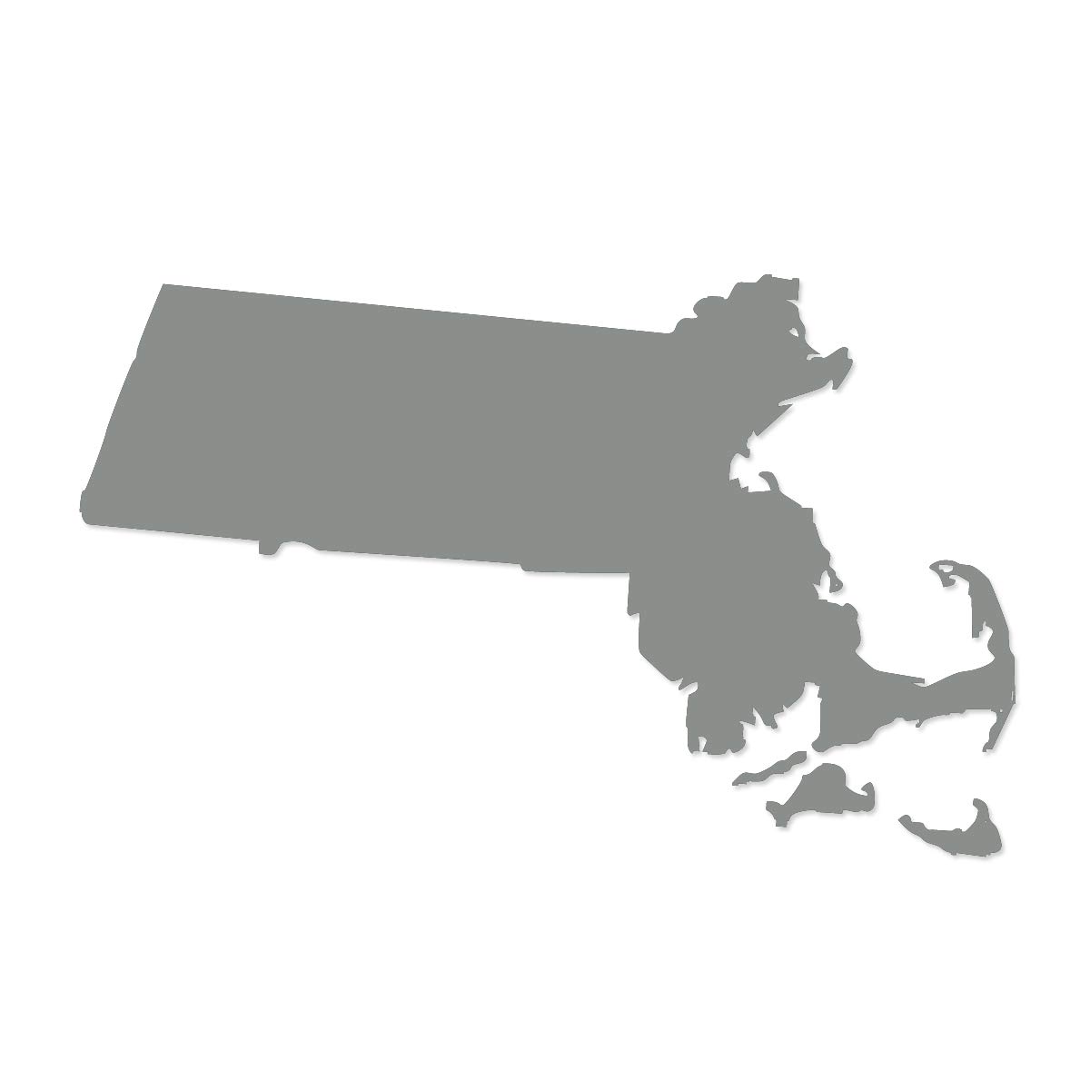 Massachusetts Outline Sticker - 5x2.72 Inch MA State Vinyl Decal Made In USA