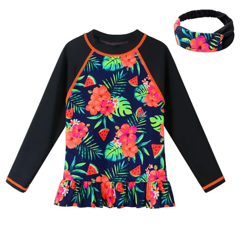 Image of TFJH E Girls & Boys Long Sleeve Rashgurad Swimsuit UPF 50+ Kids Swimwear Sunsuits