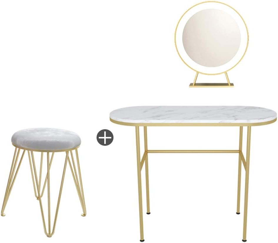 JIAYUAN Table Vanity Set with Mirror & Cushioned Stool Dressing Table Vanity Makeup Table, Marble Console Table, Hallway Table,Living Room Sofa Side Table White in 3 sizes