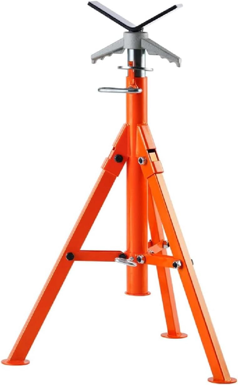 Heavy-Duty Folding Pipe Jack Stand 2500LBS Capacity, 20-37 inch Height Adjustable V-Head Support, 45# Steel Construction for 1/2 to 12 Inch Pipes, Professional Welding & Construction Use